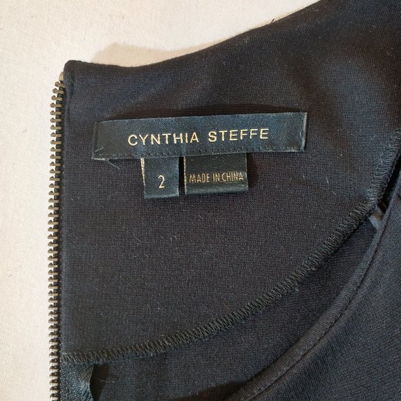 Black Knit Short Shift Dress with Brown Faux trim - Picture 6 of 6